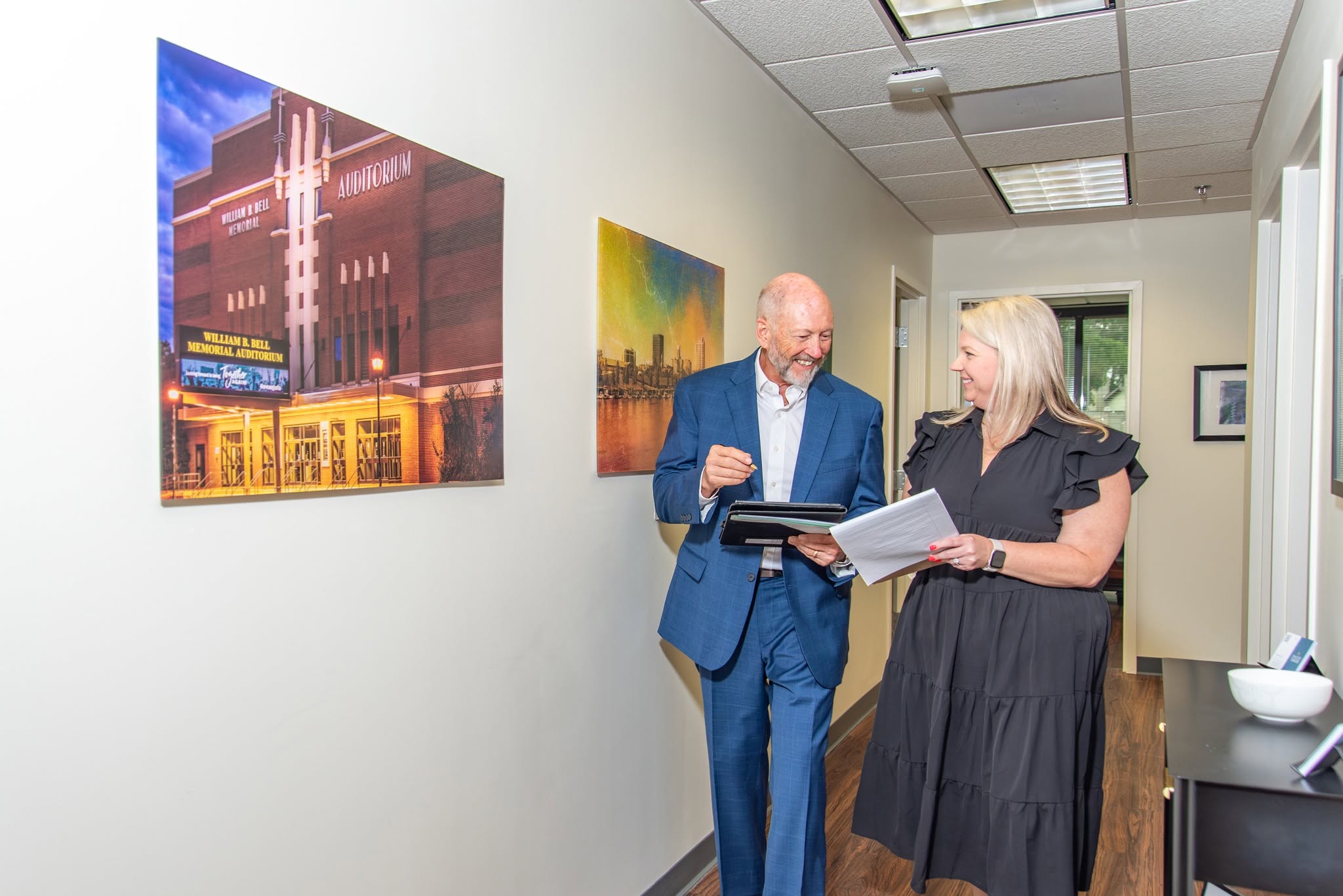 Ed Enoch with Enoch Tarver walking in hallway at firm Enoch Tarver Law Firm | Home